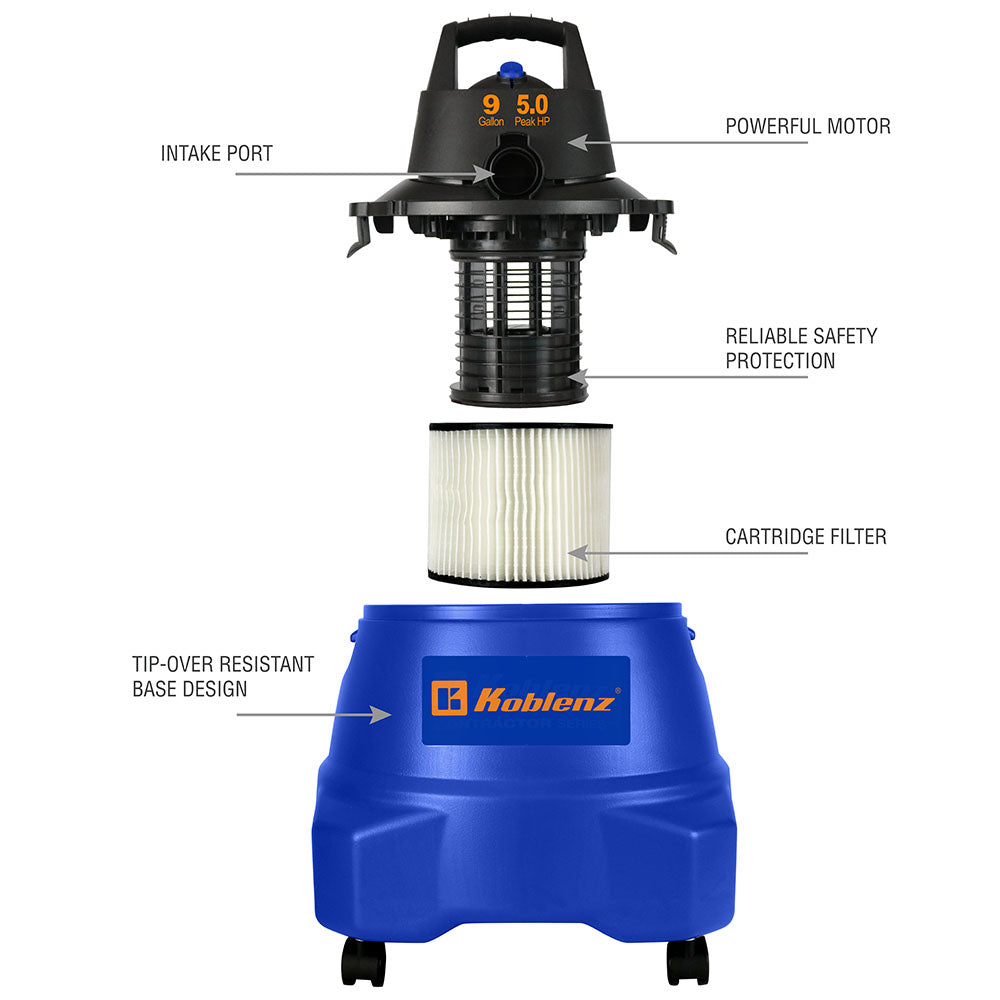 9 Gallon 5.0 PHP Wet Dry Vacuum WD-9 L212