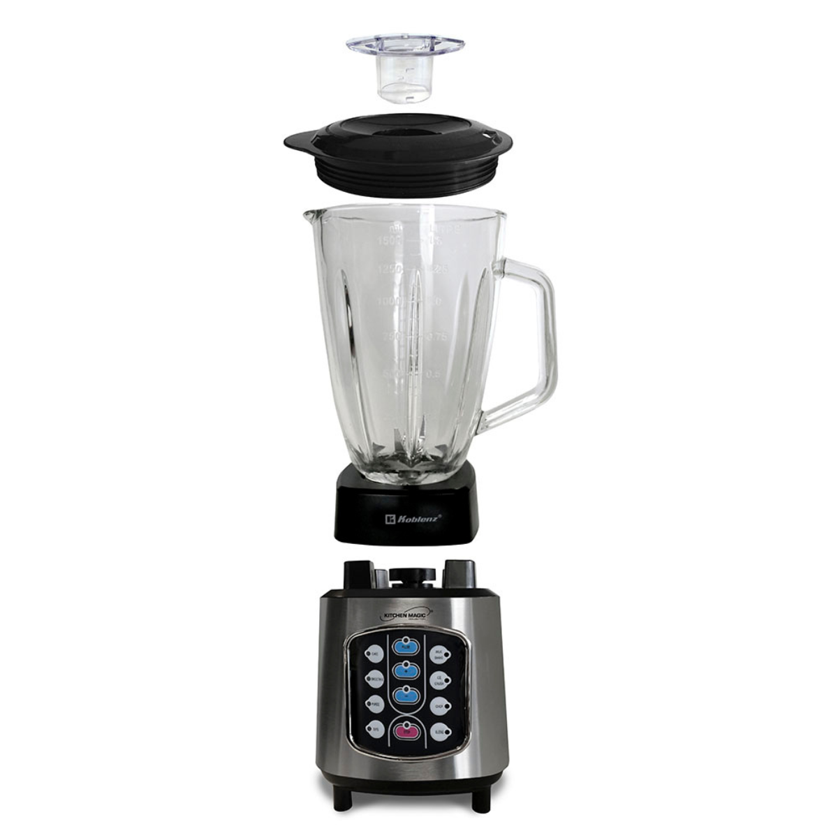 Easy Touch Blender 51 Oz Glass Jar Stainless Steel LKM-8510 EVI