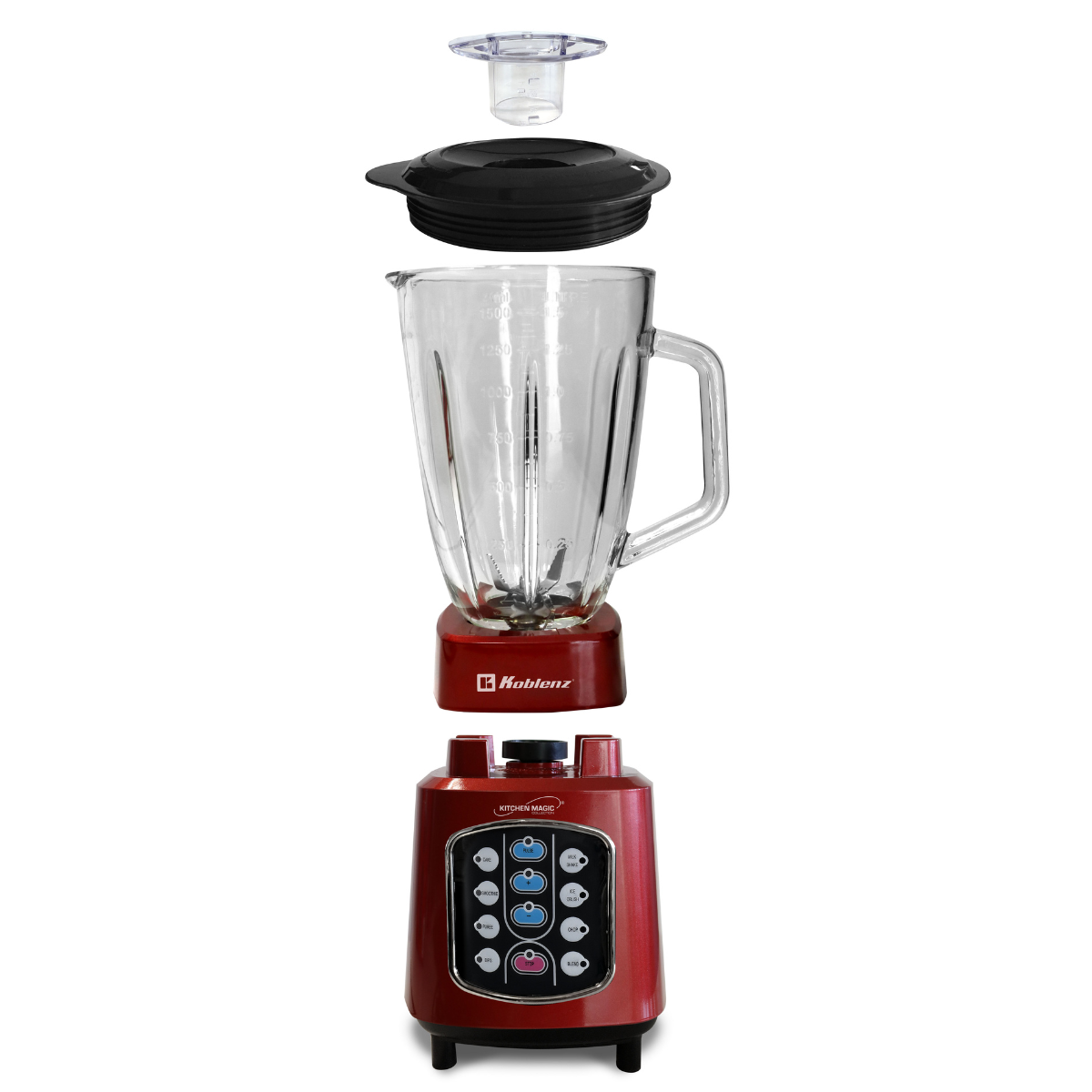 Easy Touch Blender 51 Oz Glass Jar Red LKM-8510 EVR